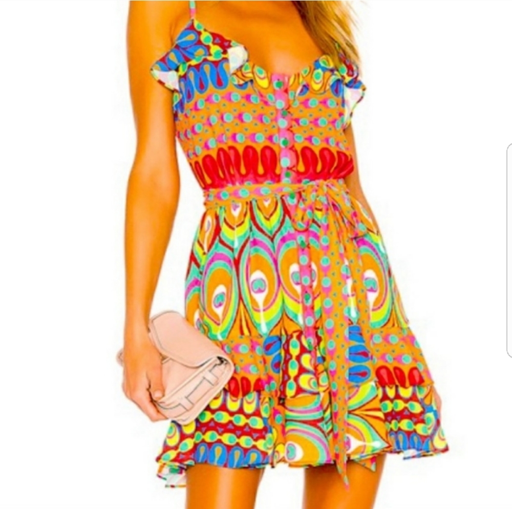 ALEXIS SIRSHA MULTI COLOR MINI DRESS SZ L
